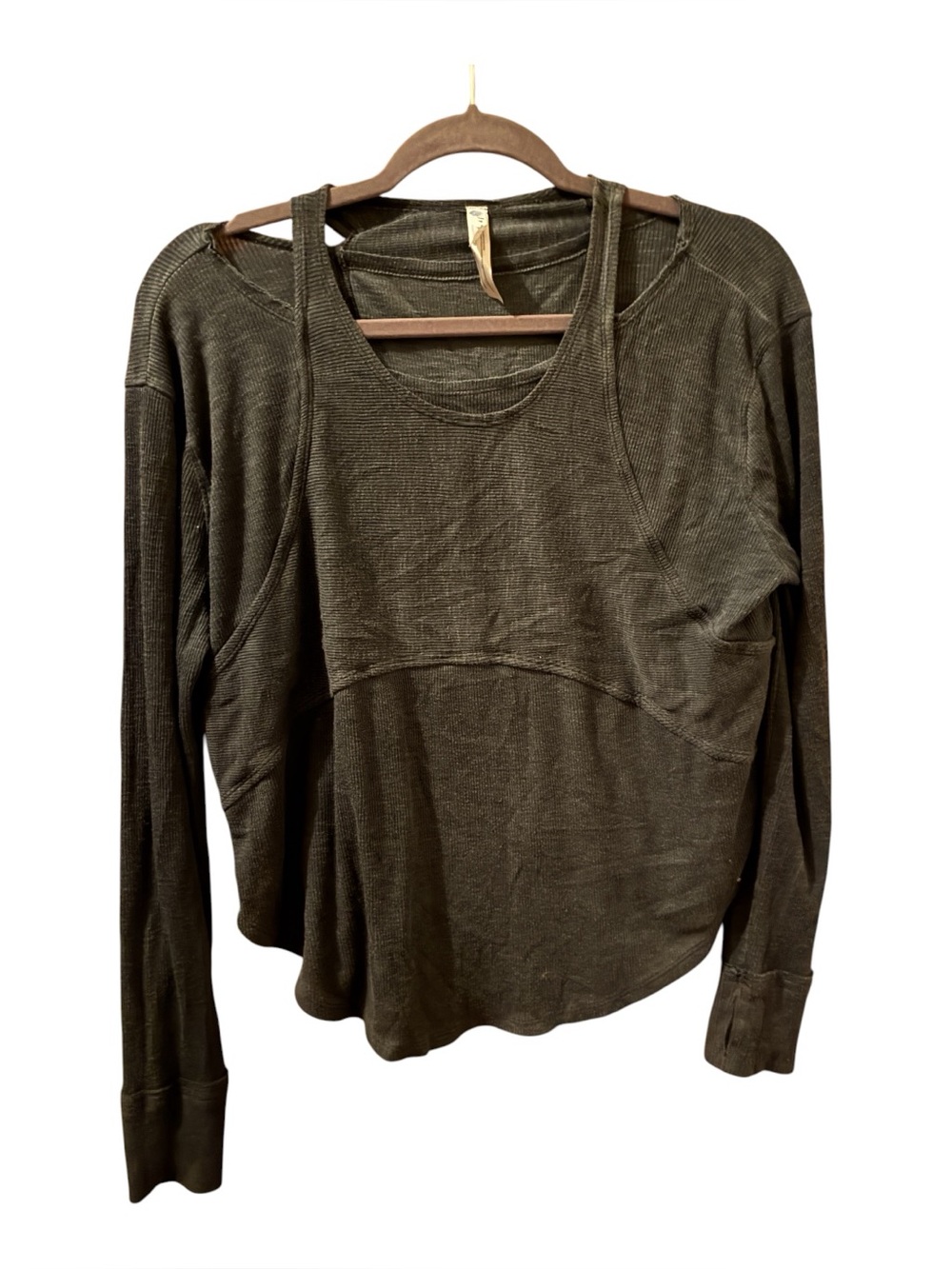 EUC FREE PEOPLE MOVEMENT HEATHERED BLUE/TEAL LONG SLEEVE TOP SIZE S
